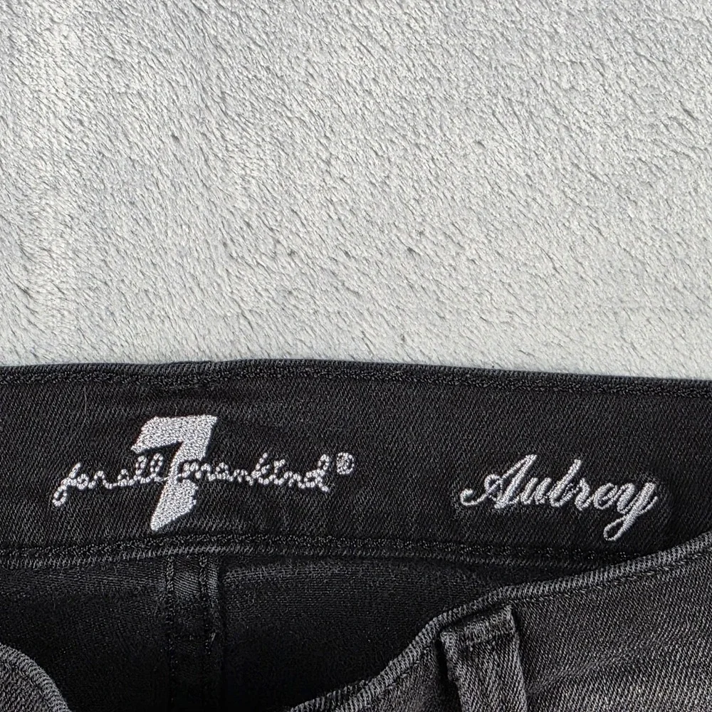 7 For All Mankind Aubrey High Rise Skinny Jeans Distressed Black Size 27